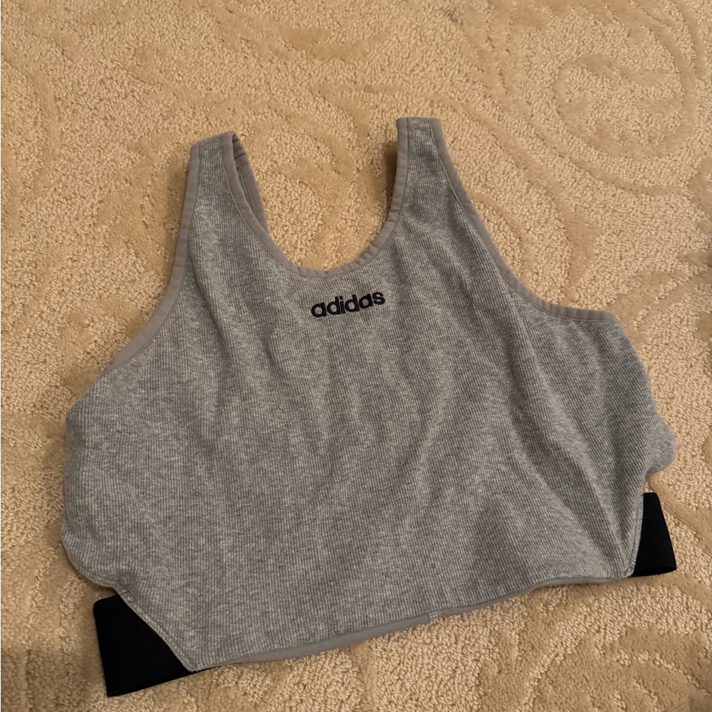 Adidas Ribbed Gray Sports Bra